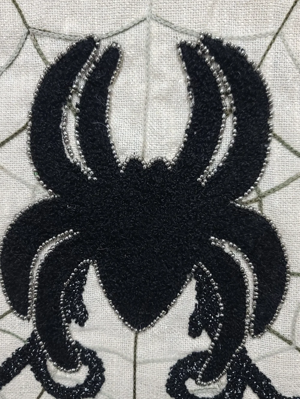 Nicole Miller Halloween Beaded Spider Web Scroll Mantel Fireplace Scarf Decor